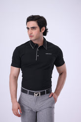 Nectar Coal Black C Stripe Golf Polo