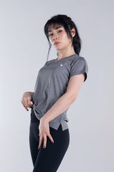 Power Femme Grey Ladies V-Neck TShirt Grey Melange