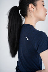 Power Femme Navy Melange Ladies V-Neck TShirt