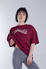 CozyVibe Maroon Ladies Over Size TShirt