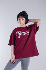 CozyVibe Maroon Ladies Over Size TShirt