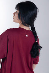 CozyVibe Maroon Ladies Over Size TShirt