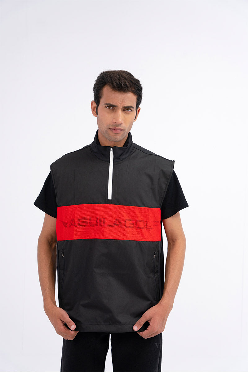 CHALECO PACKABLE BLACK GOLF SLEEVE-LESS