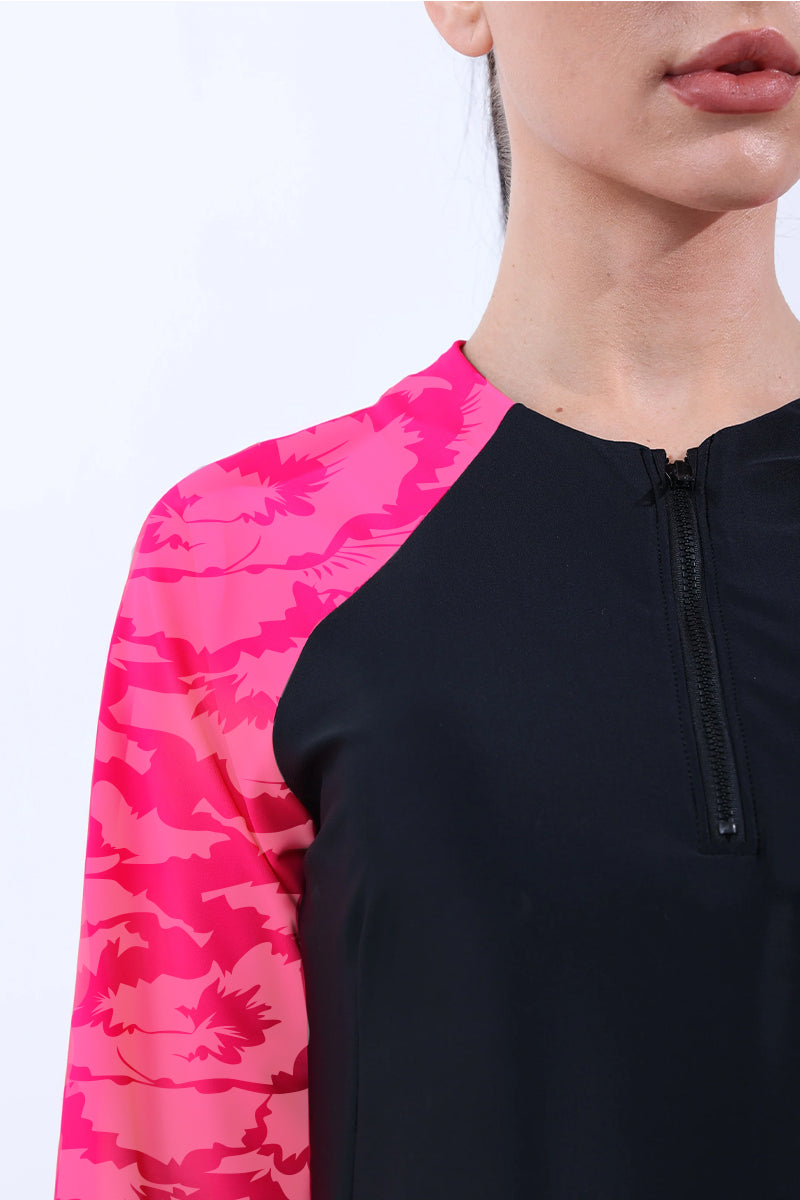 Aqua Drift Black Swim Shirt Top