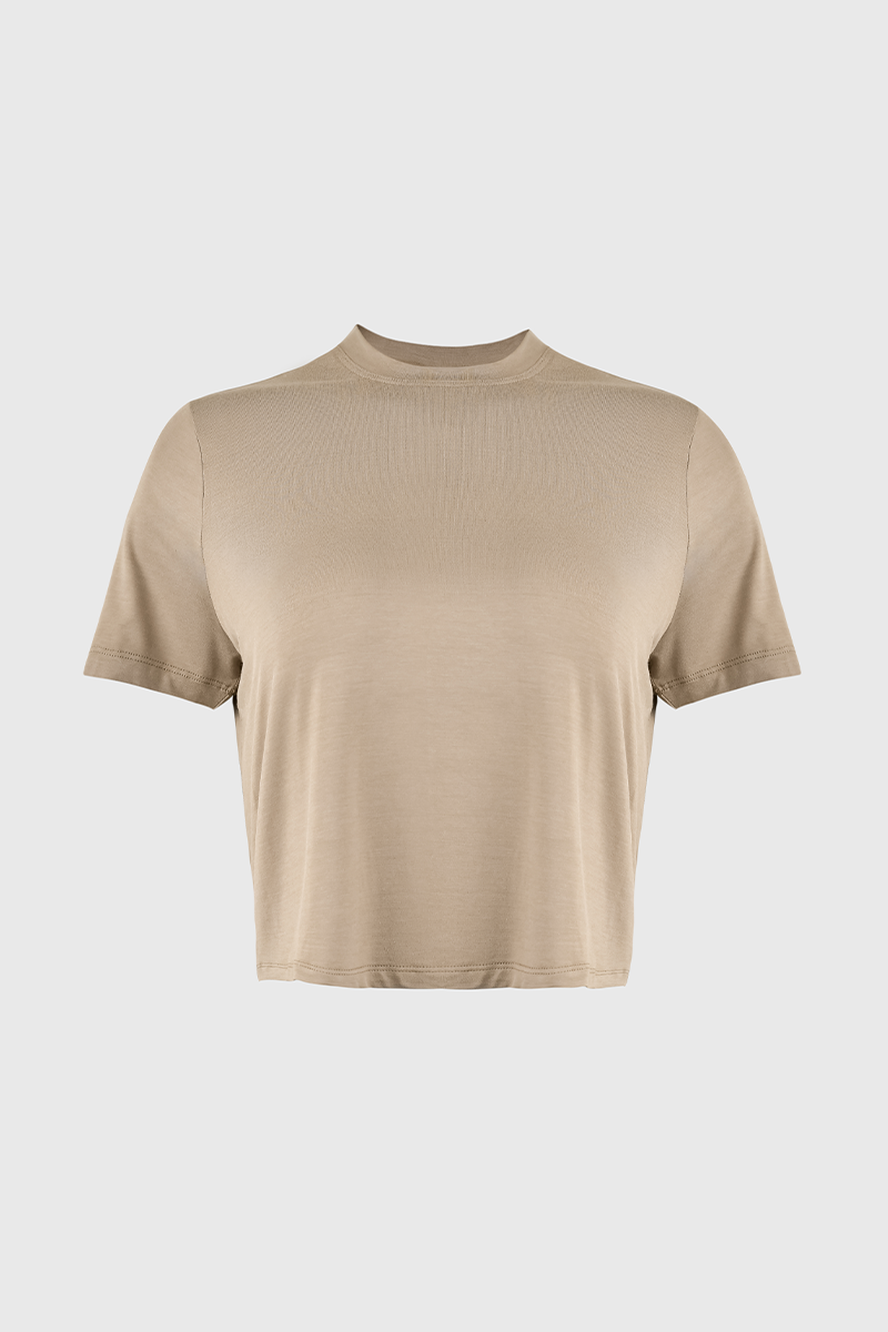 Women Crop Top Light Brown