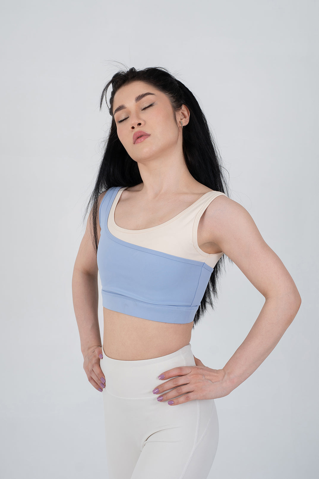 AGUILA Asymmetric Sports Bra Light Blue