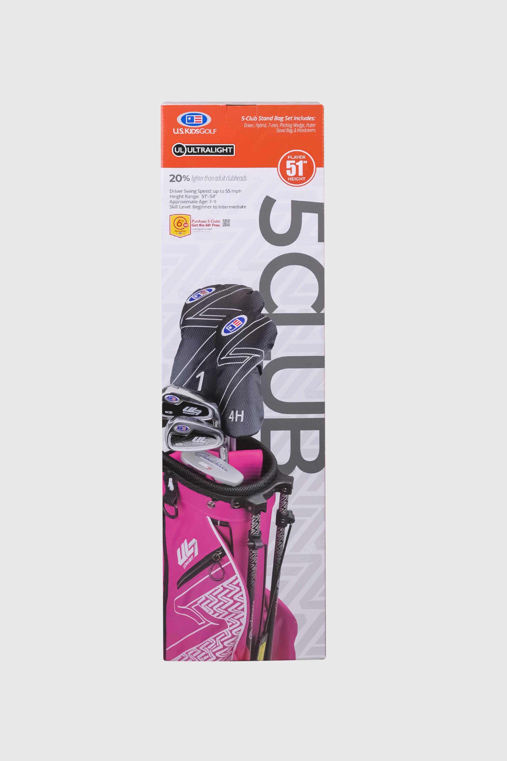 Aguila Junior Golf 5 Club Set Stand Bag Pink