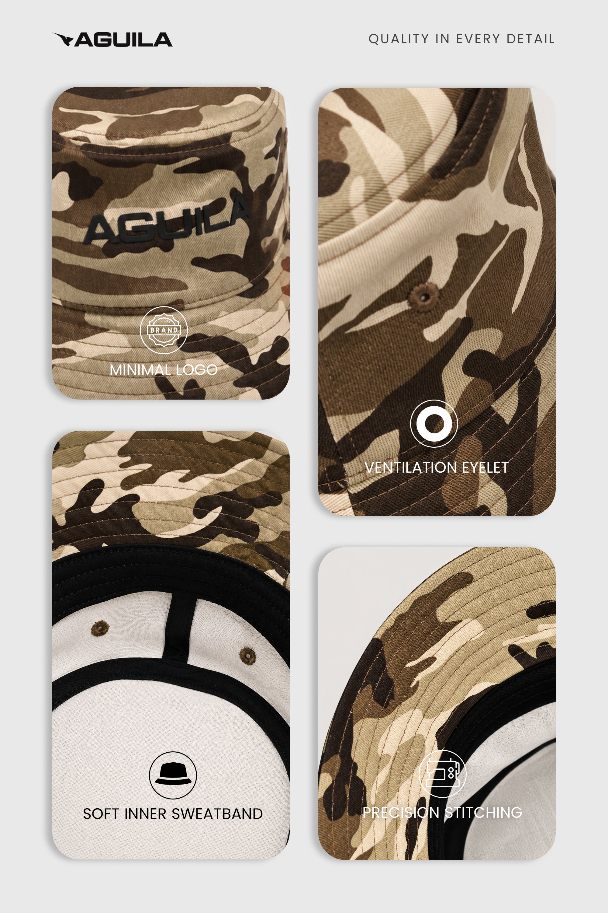 BUCKET CAP BEIGE BROWN CAMO
