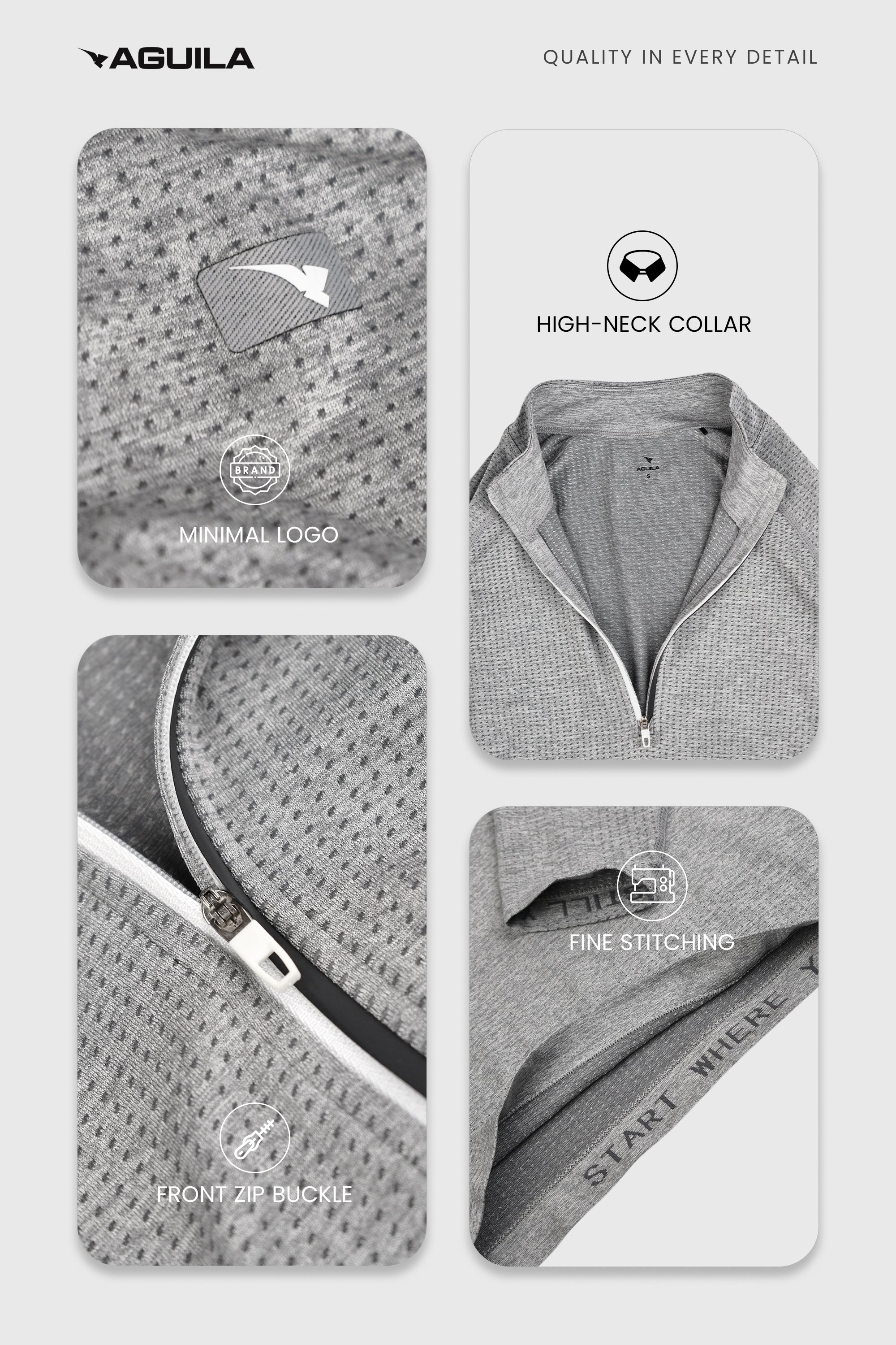 Stride Tech Performance Quarter-Zip Midlayer Grey