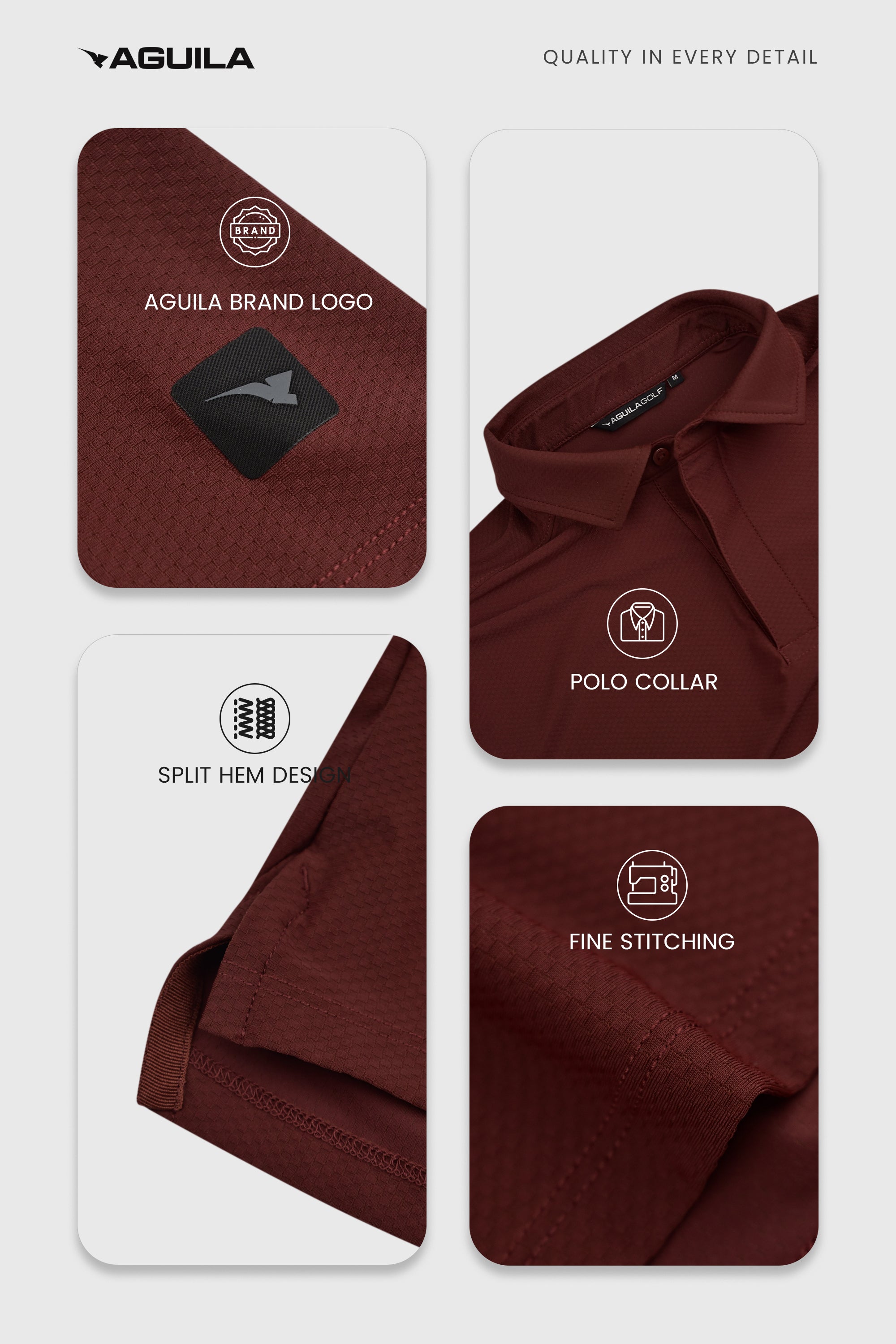 AREZZO GOLF POLO Maroon(JACQUARD)