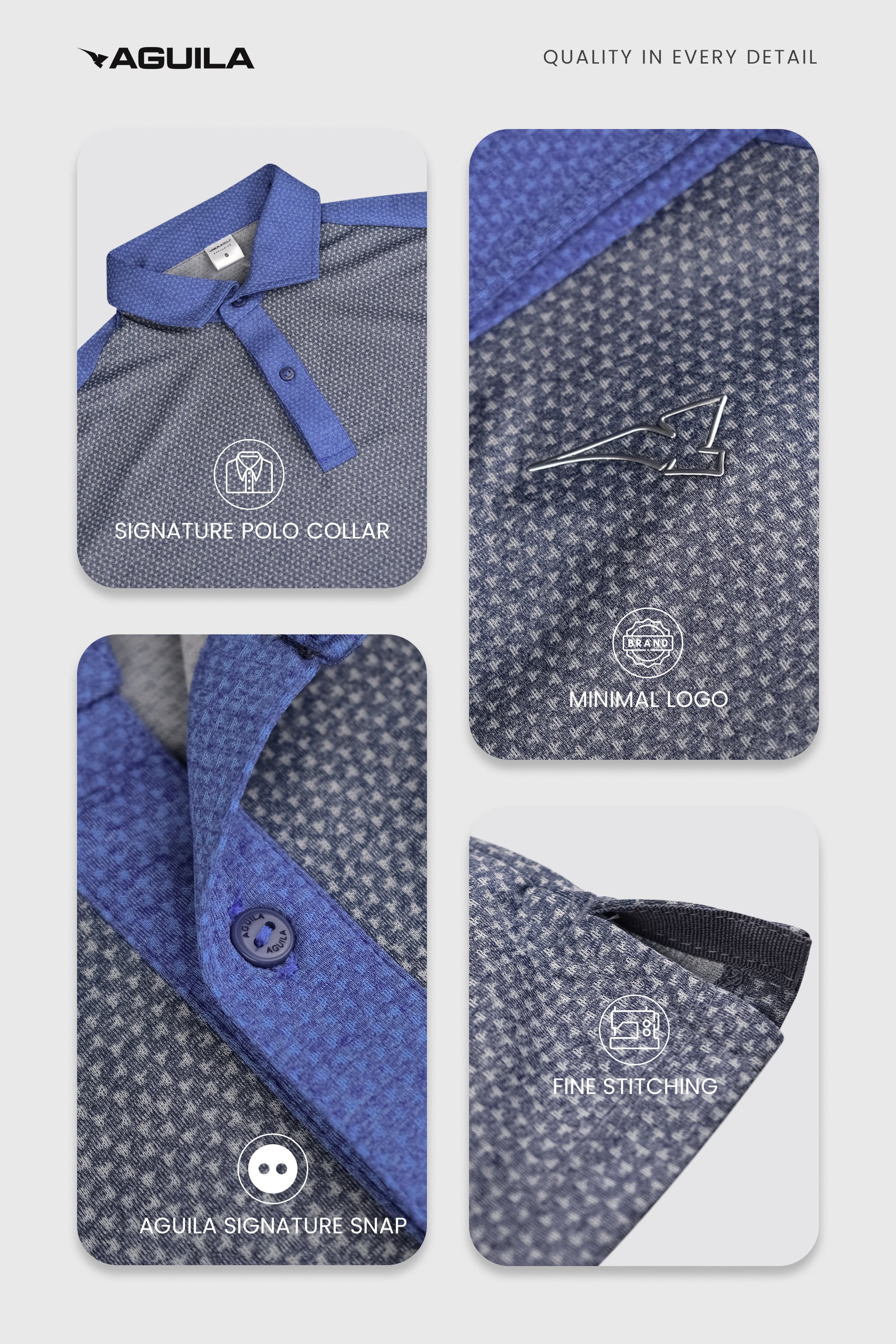 CUT AWAY MEN GOLF POLO GREYBLUE