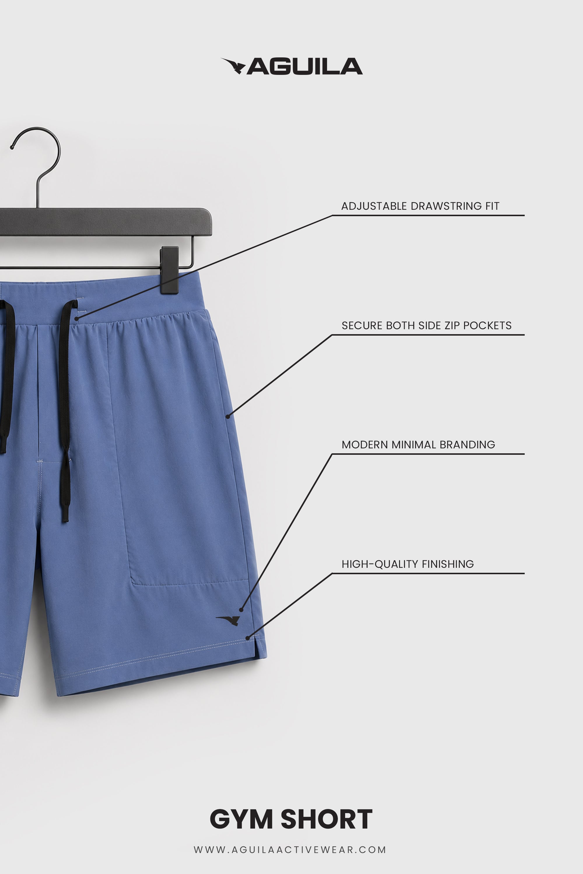 PRO GYM SHORT ROLLING WATER/  BLACK