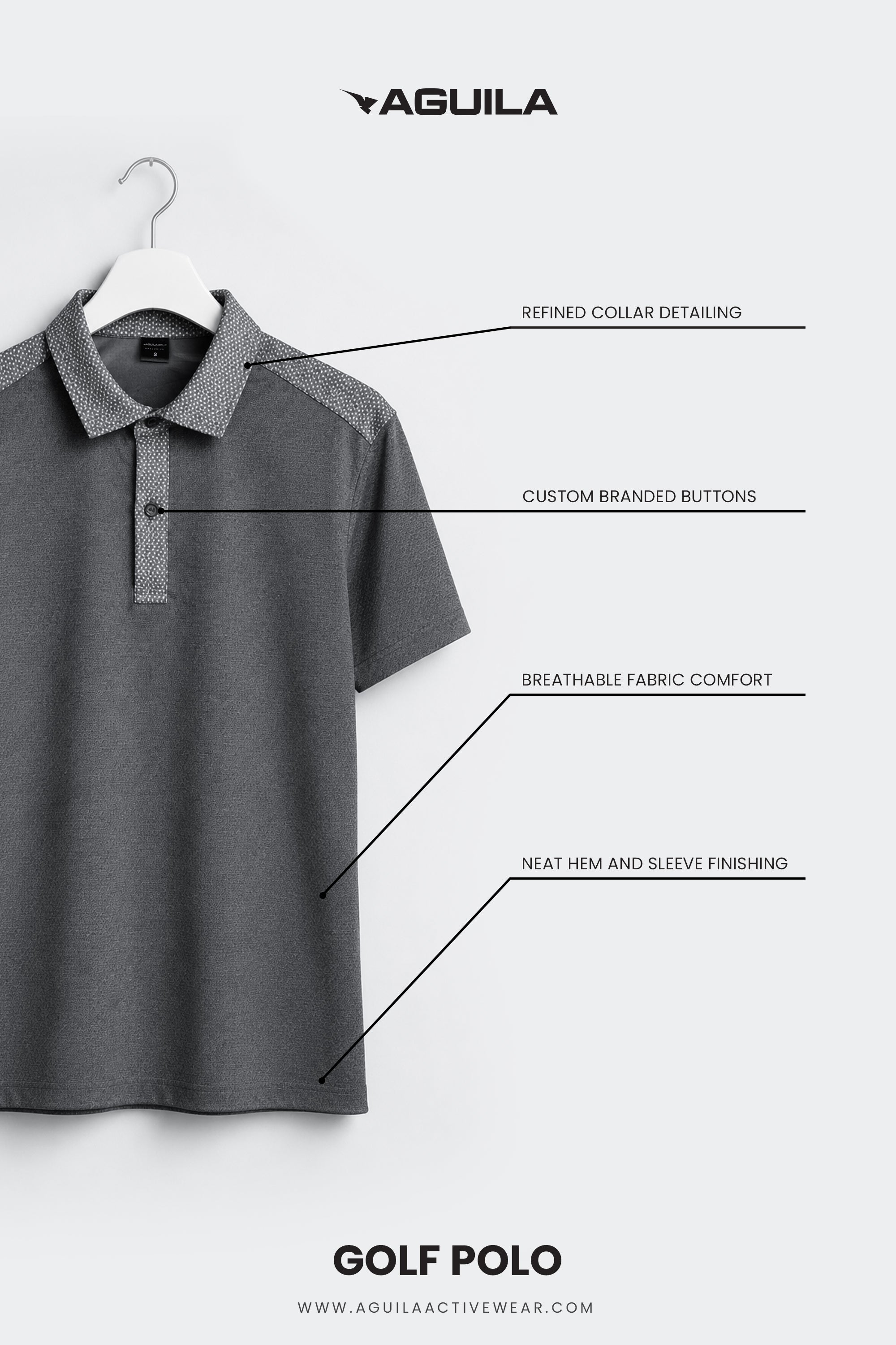 CUT AWAY MEN GOLF POLO Dark Grey