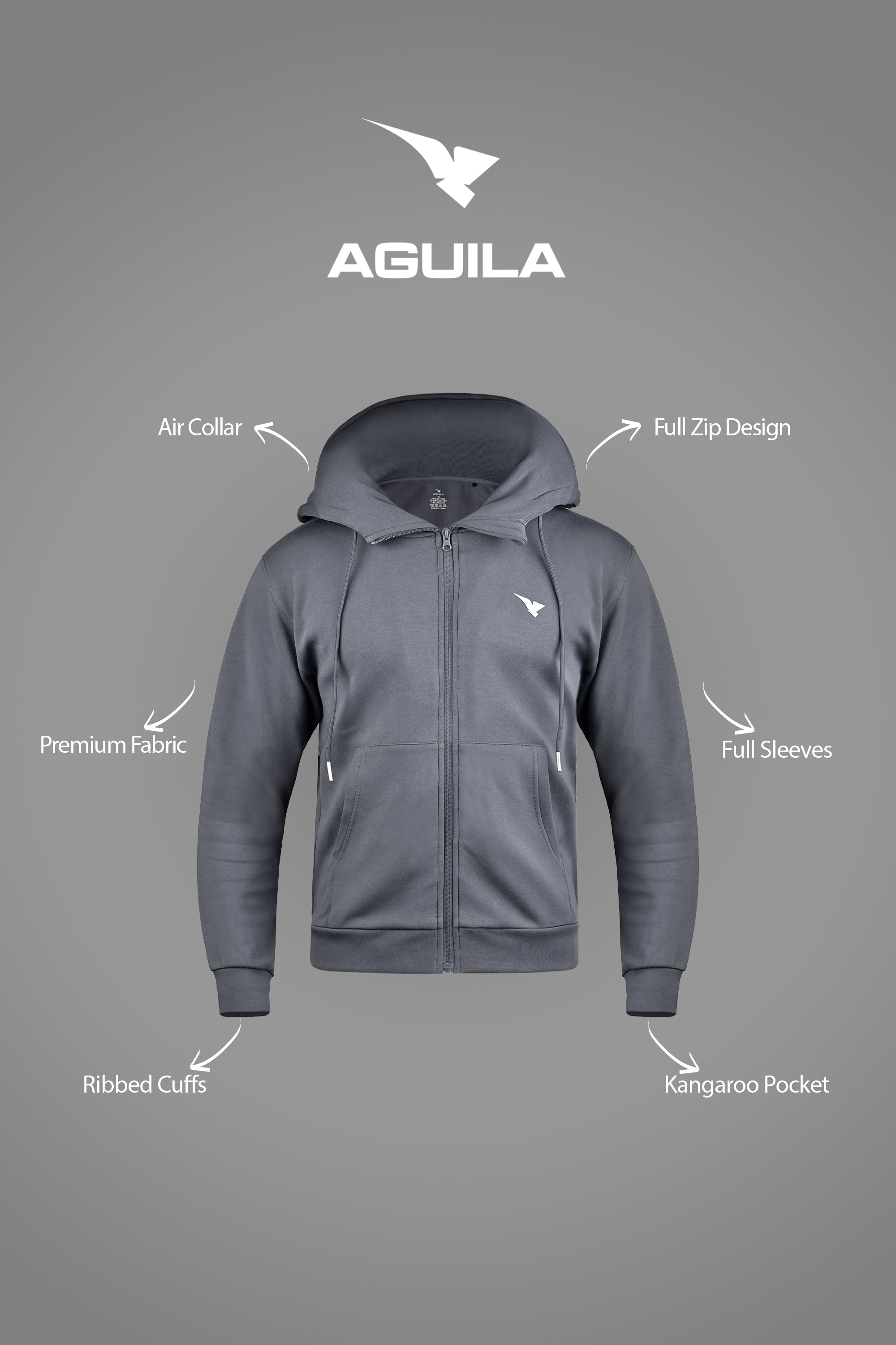 AGUILA TRAVEL AIR BAG HOODIE DARK GREY