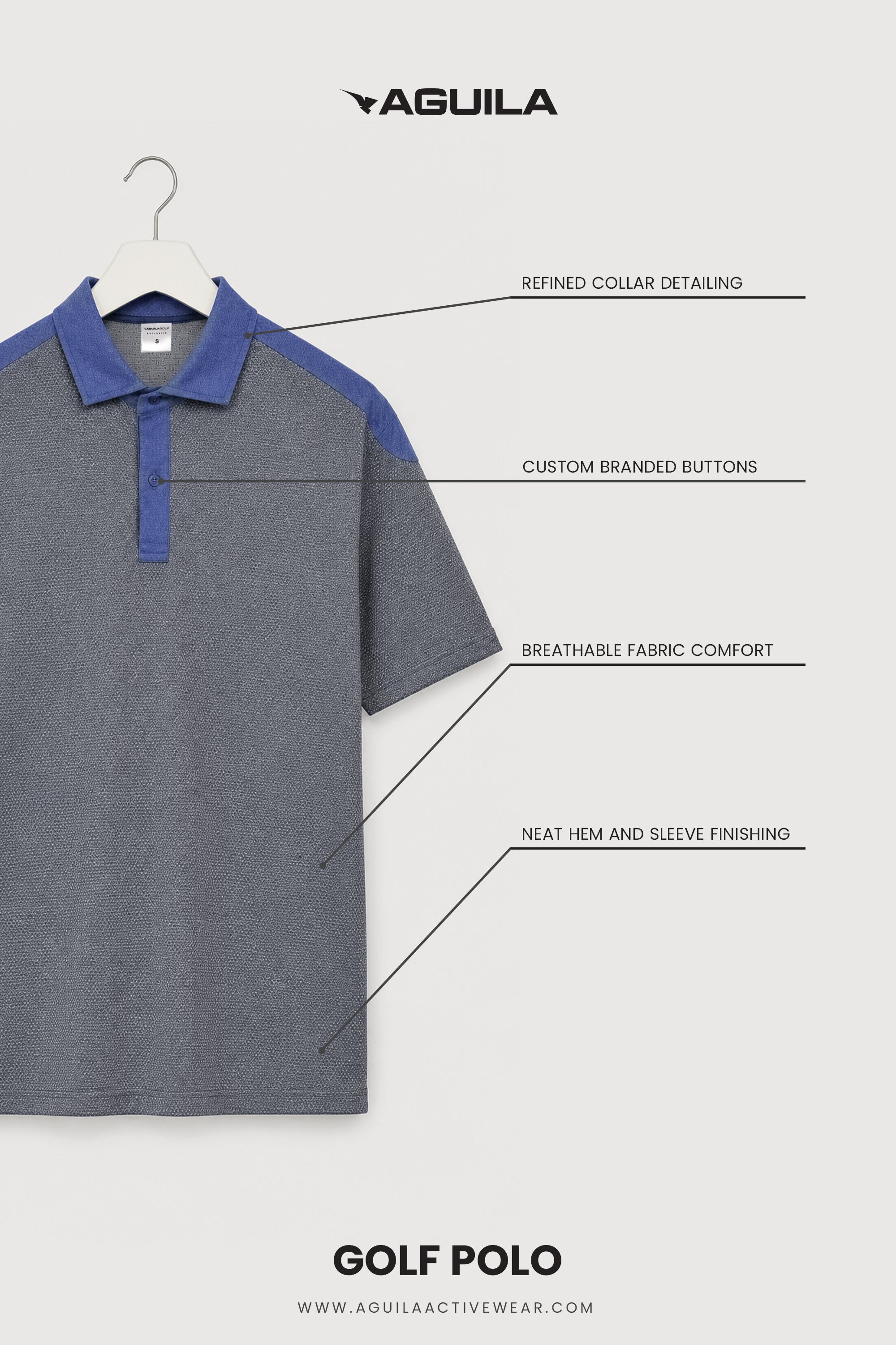 CUT AWAY MEN GOLF POLO GREYBLUE