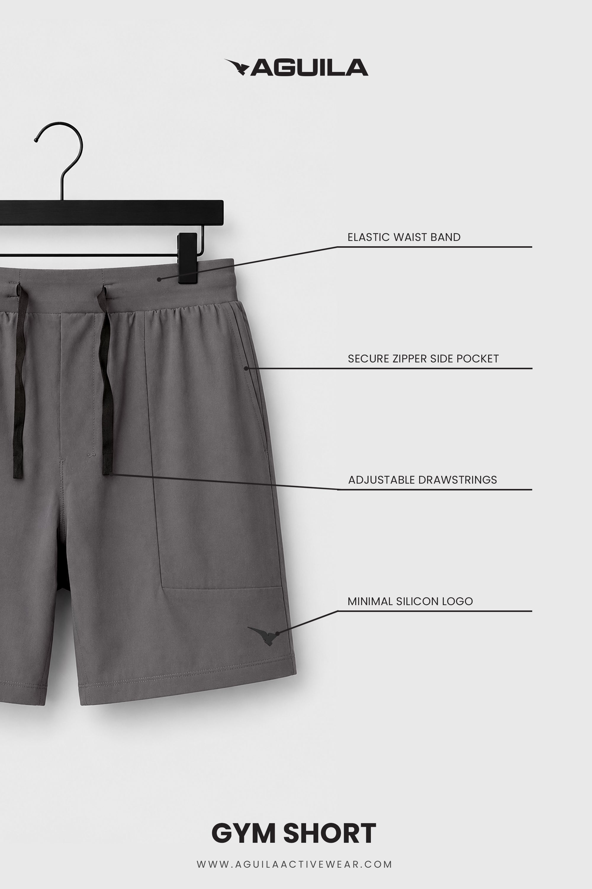 PRO GYM SHORT DUSK CHARCOAL GREY
