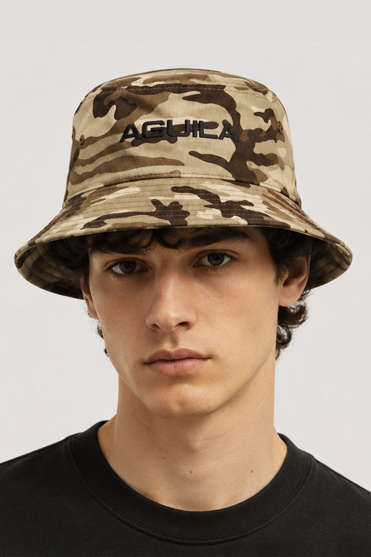 BUCKET CAP BEIGE BROWN CAMO