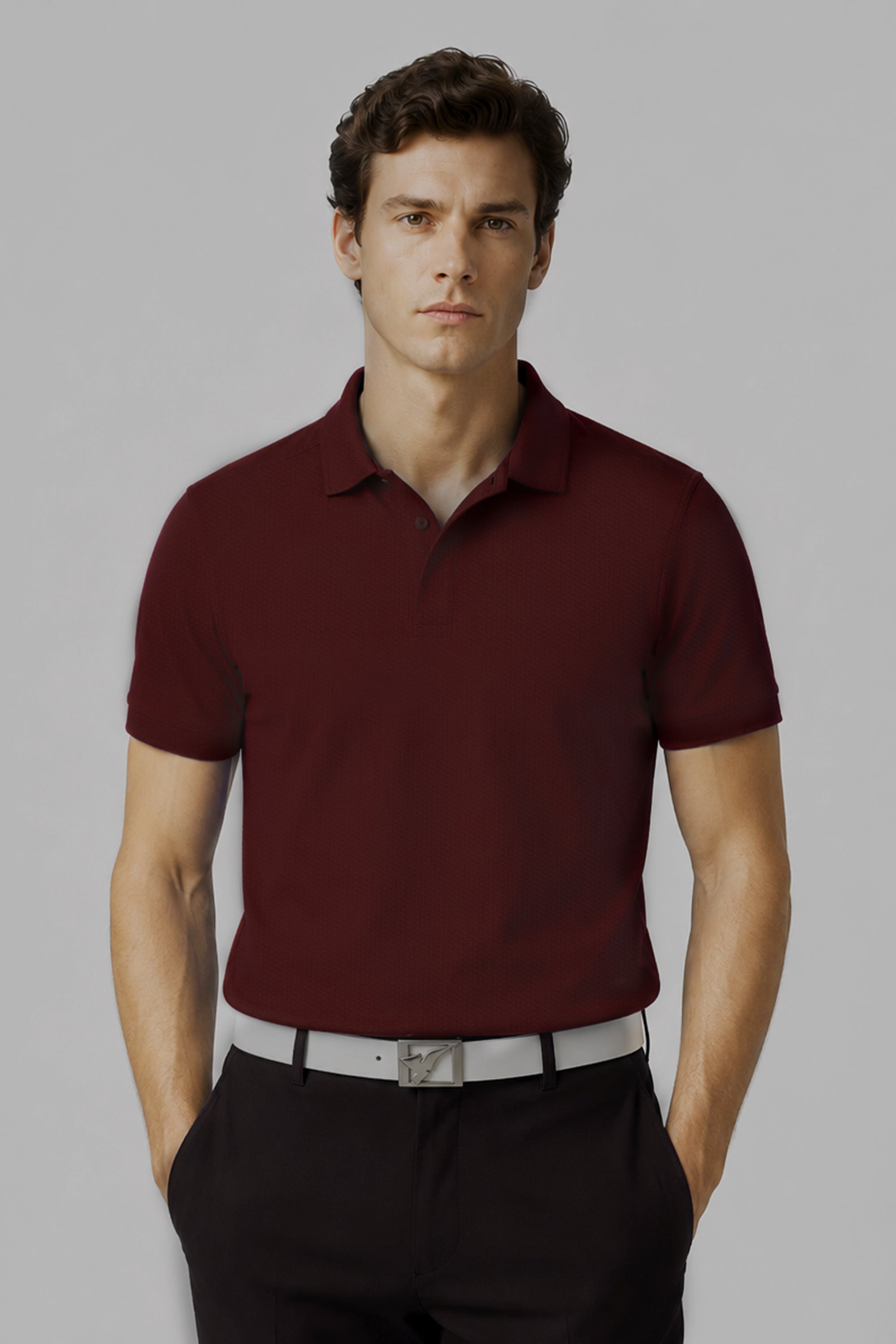 AREZZO GOLF POLO Maroon(JACQUARD)
