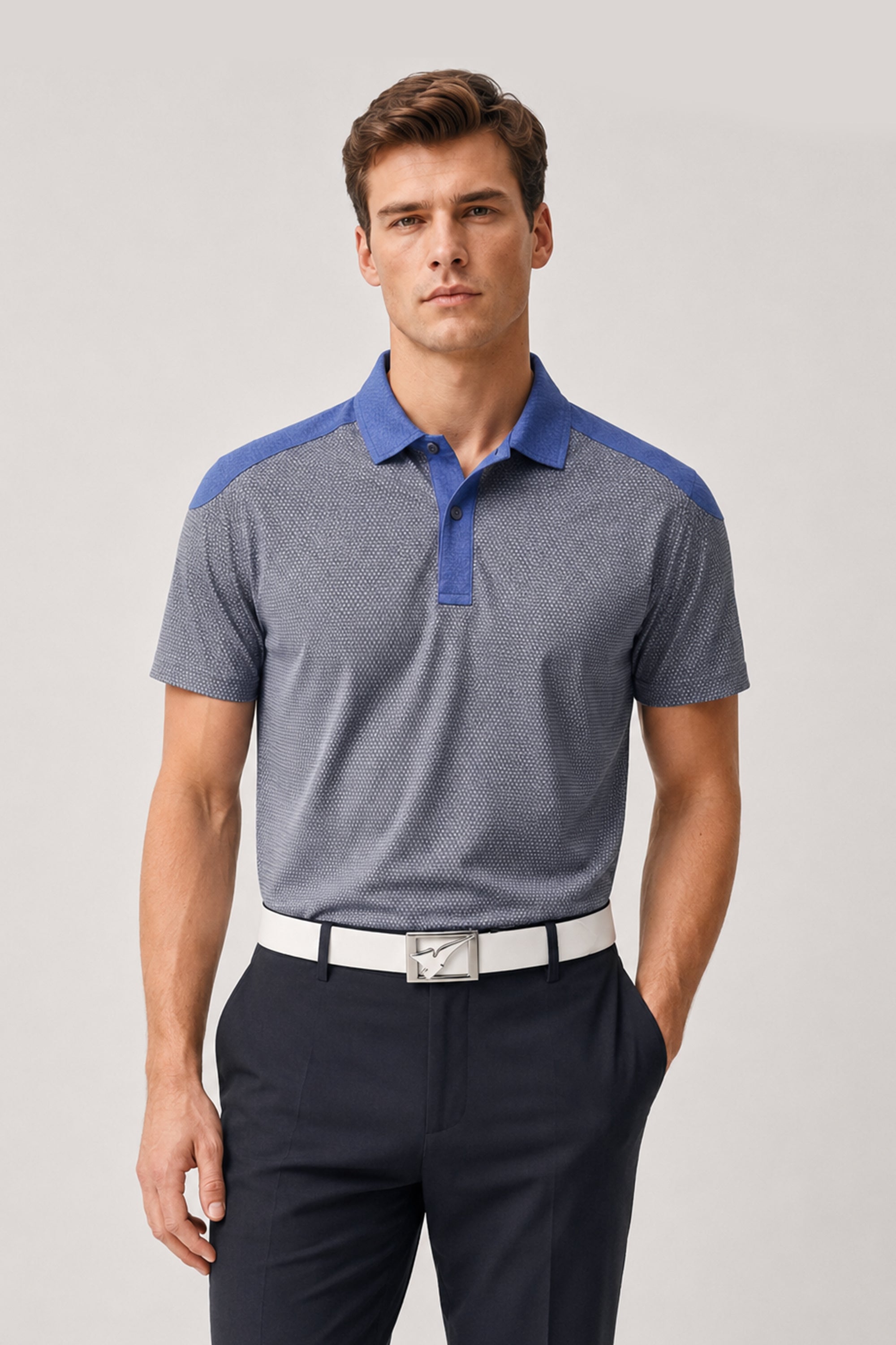 CUT AWAY MEN GOLF POLO GREYBLUE