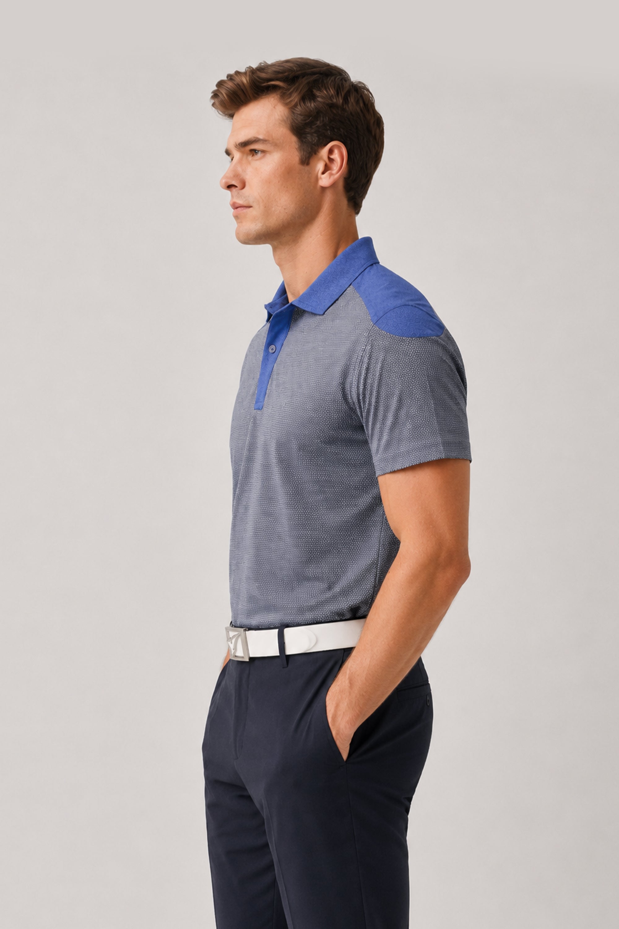 CUT AWAY MEN GOLF POLO GREYBLUE